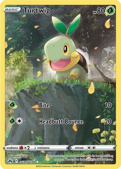 Pokémon card: Turtwig GG31/GG70 from Crown Zenith Galarian Gallery (Ultra Rare), Grass type, front of card