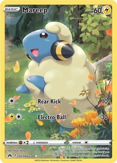 Pokémon card: Mareep GG34/GG70 from Crown Zenith Galarian Gallery (Ultra Rare), Lightning type, front of card