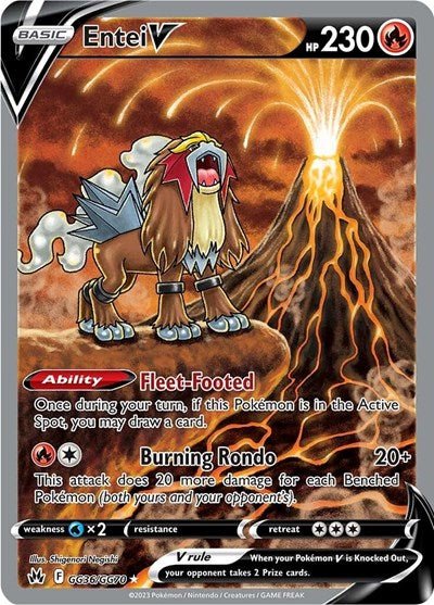 Pokémon card: Entei V GG36/GG70 from Crown Zenith Galarian Gallery (Ultra Rare), Fire type, front of card