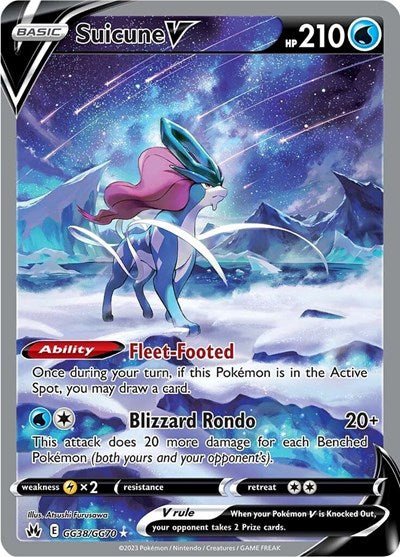 Pokémon card: Suicune V GG38/GG70 from Crown Zenith Galarian Gallery (Ultra Rare), Water type, front of card