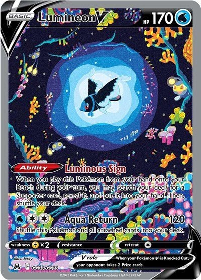 Pokémon card: Lumineon V GG39/GG70 from Crown Zenith Galarian Gallery (Ultra Rare), Water type, front of card