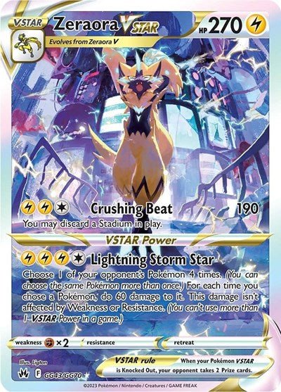 Pokémon card: Zeraora VSTAR GG43/GG70 from Crown Zenith Galarian Gallery (Ultra Rare), Lightning type, front of card