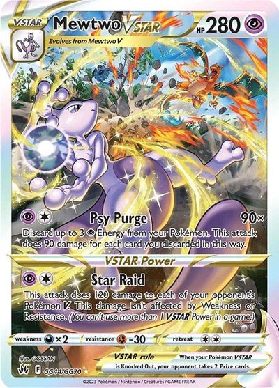 Pokémon card: Mewtwo VSTAR GG44/GG70 from Crown Zenith Galarian Gallery (Ultra Rare), Psychic type, front of card