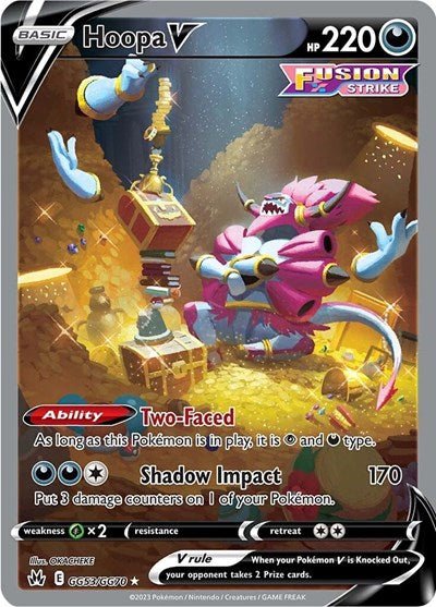 Pokémon card: Hoopa V GG53/GG70 from Crown Zenith Galarian Gallery (Ultra Rare), Darkness type, front of card