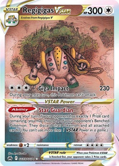 Pokémon card: Regigigas VSTAR GG55/GG70 from Crown Zenith Galarian Gallery (Ultra Rare), Colorless type, front of card