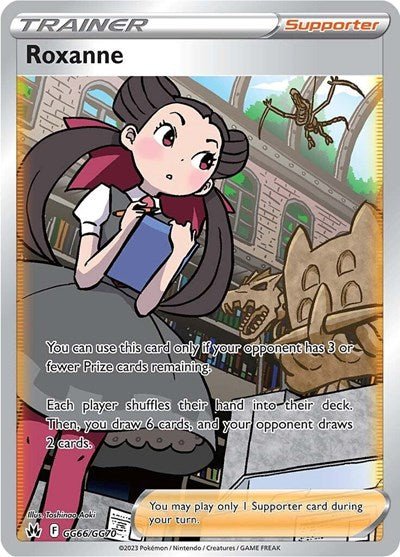 Pokémon card: Roxanne GG66/GG70 from Crown Zenith Galarian Gallery (Ultra Rare), front of card