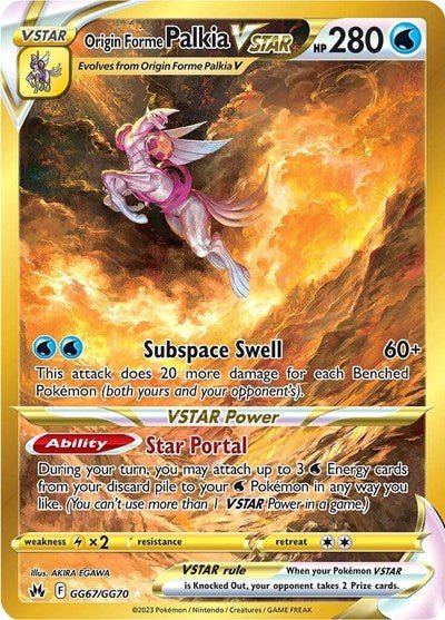 Pokémon card: Origin Forme Palkia VSTAR GG67/GG70 from Crown Zenith Galarian Gallery (Secret Rare), Water type, front of card