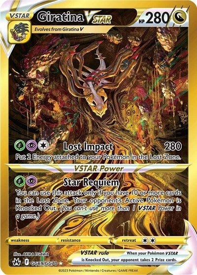 Pokémon card: Giratina VSTAR GG69/GG70 from Crown Zenith Galarian Gallery (Secret Rare), Dragon type, front of card