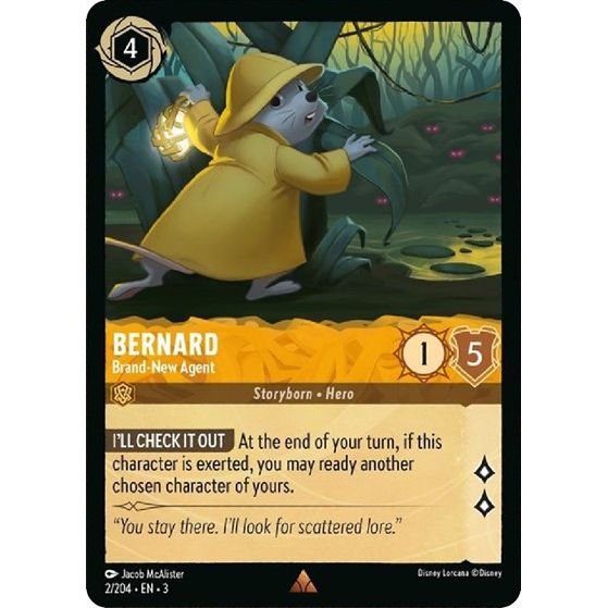Lorcana card: Bernard - Brand-New Agent 002/204 from Into The Inklands (Rare), front of card