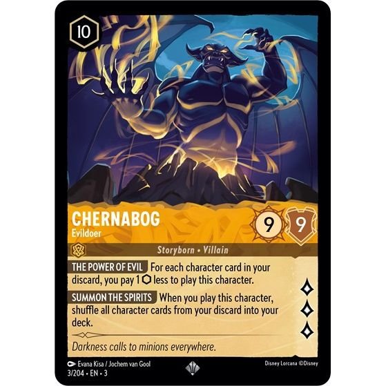 Lorcana card: Chernabog - Evildoer 003/204 from Into The Inklands (Super Rare), front of card