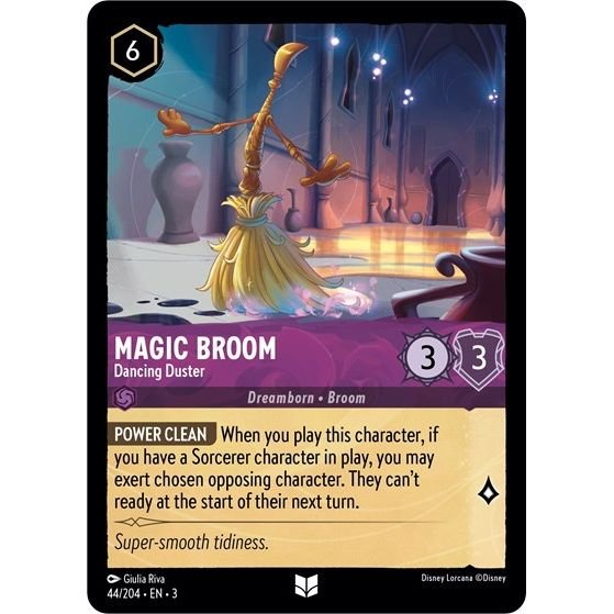 Lorcana card: Magic Broom - Dancing Duster 044/204 from Into The Inklands (Uncommon), front of card