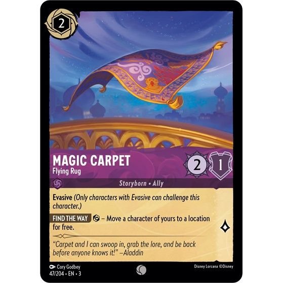 Lorcana card: Magic Carpet - Flying Rug 047/204 from Into The Inklands (Common), front of card
