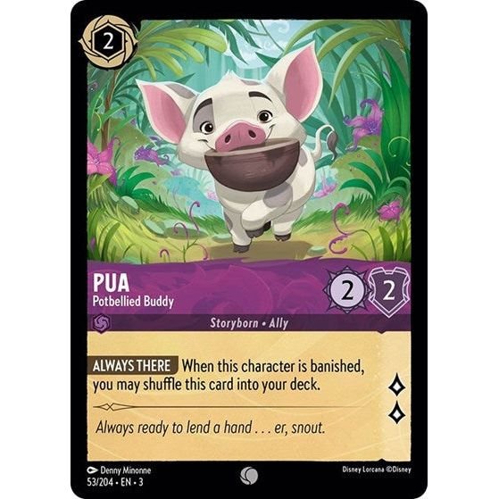 Lorcana card: Pua - Potbellied Buddy 053/204 from Into The Inklands (Common), front of card