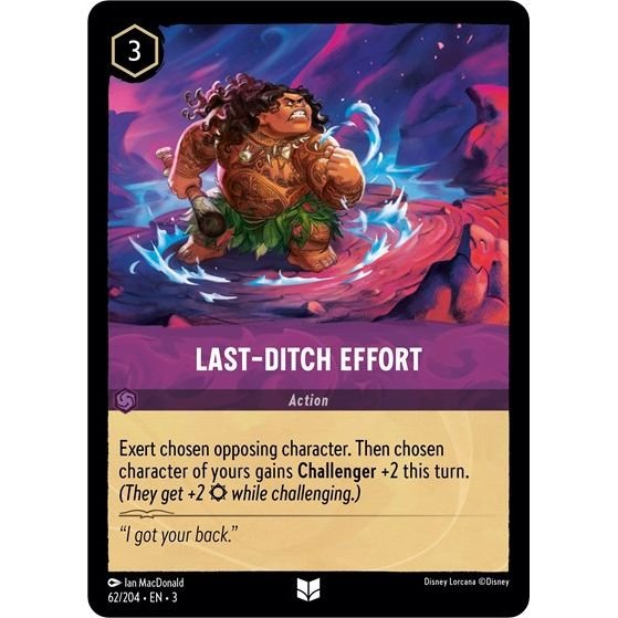 Lorcana card: Last-Ditch Effort 062/204 from Into The Inklands (Uncommon), front of card
