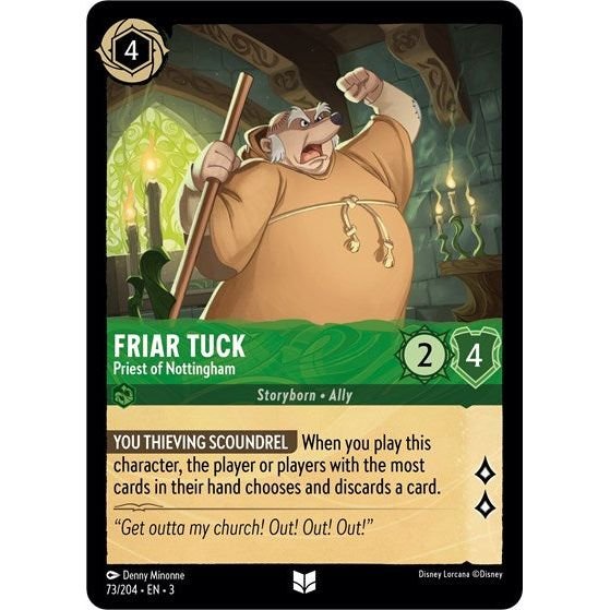 Lorcana card: Friar Tuck - Priest of Nottingham 073/204 from Into The Inklands (Uncommon), front of card