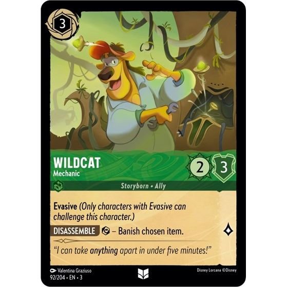Lorcana card: Wildcat - Mechanic 092/204 from Into The Inklands (Uncommon), front of card