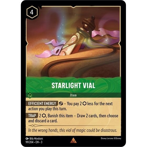Lorcana card: Starlight Vial 099/204 from Into The Inklands (Rare), front of card