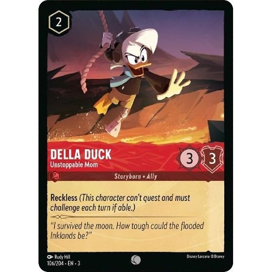 Lorcana card: Della Duck - Unstoppable Mom 106/204 from Into The Inklands (Common), front of card