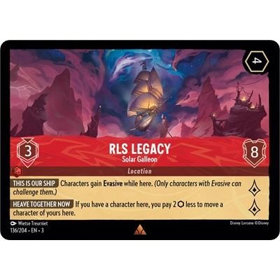 Lorcana card: RLS Legacy - Solar Galleon 136/204 from Into The Inklands (Rare), front of card