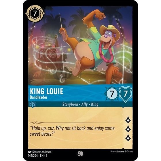 Lorcana card: King Louie - Bandleader 146/204 from Into The Inklands (Common), front of card