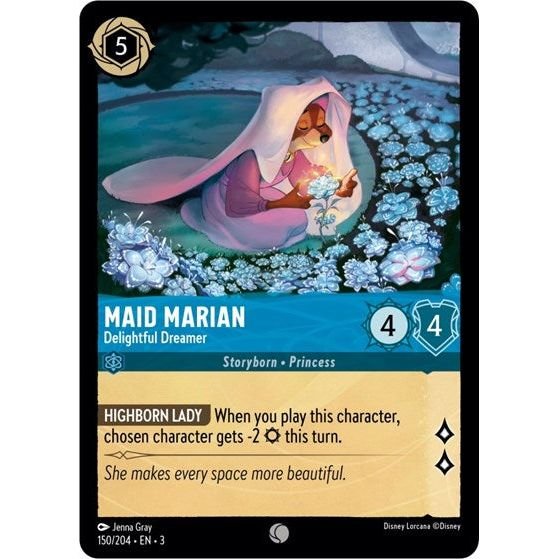 Lorcana card: Maid Marian - Delightful Dreamer 150/204 from Into The Inklands (Common), front of card