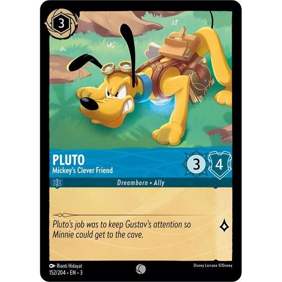 Lorcana card: Pluto - Mickey's Clever Friend 152/204 from Into The Inklands (Common), front of card
