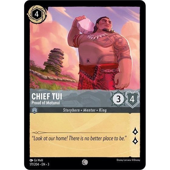 Lorcana card: Chief Tui - Proud of Motunui 171/204 from Into The Inklands (Common), front of card