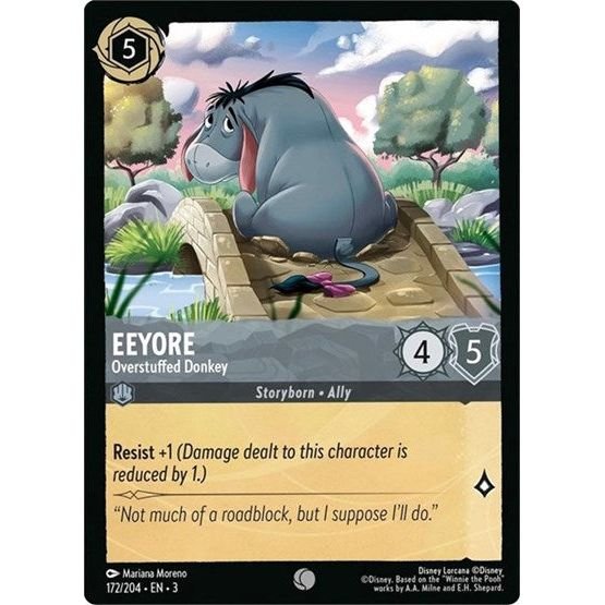 Lorcana card: Eeyore - Overstuffed Donkey 172/204 from Into The Inklands (Common), front of card