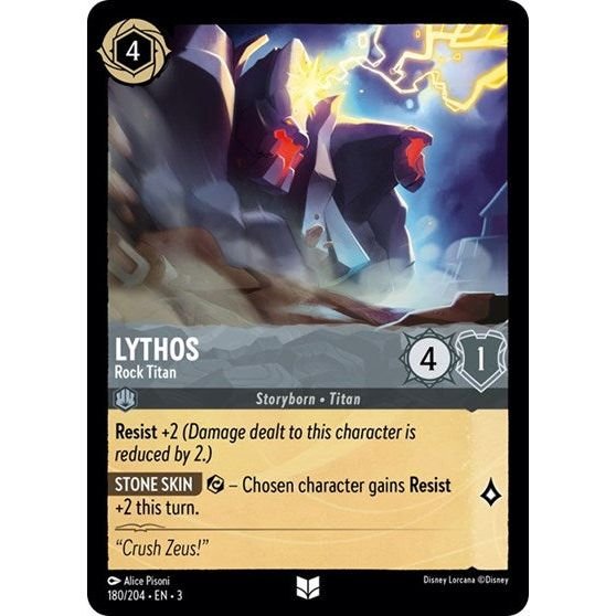 Lorcana card: Lythos - Rock Titan 180/204 from Into The Inklands (Uncommon), front of card