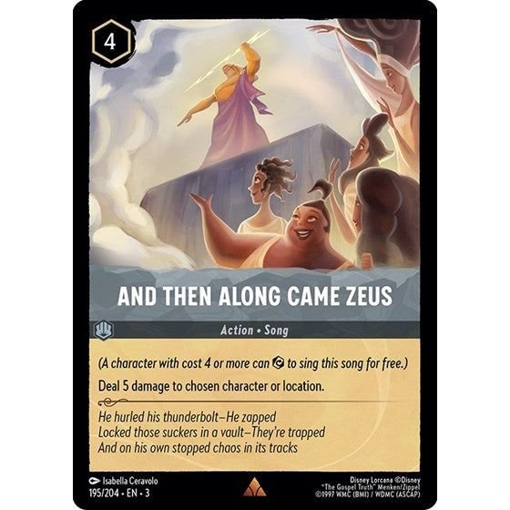 Lorcana card: And Then Along Came Zeus 195/204 from Into The Inklands (Rare), front of card