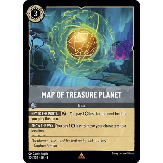 Lorcana card: Map of Treasure Planet 201/204 from Into The Inklands (Rare), front of card