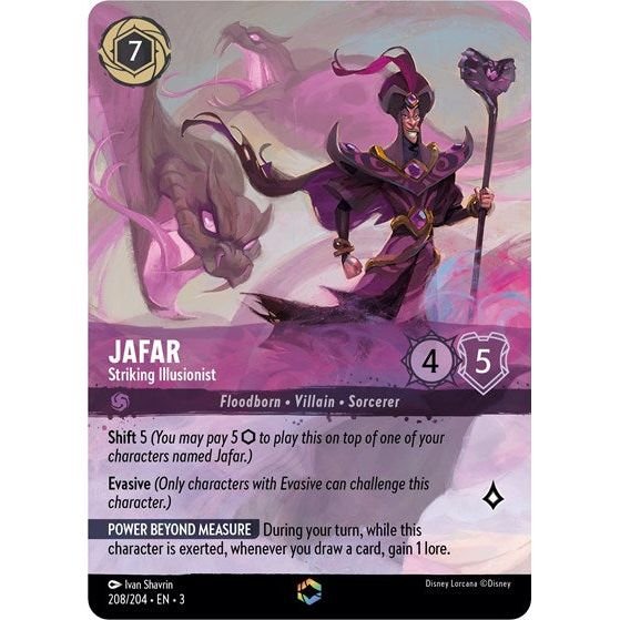 Lorcana card: Jafar - Striking Illusionist 208/204 from Into The Inklands (Enchanted), front of card