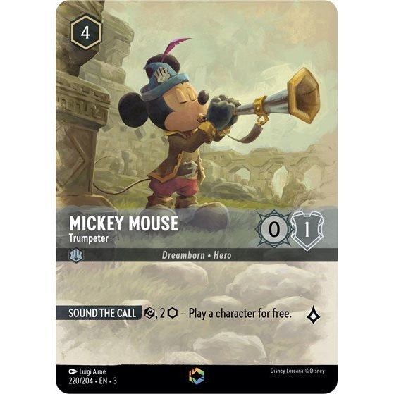 Lorcana card: Mickey Mouse - Trumpeter 220/204 from Into The Inklands (Enchanted), front of card