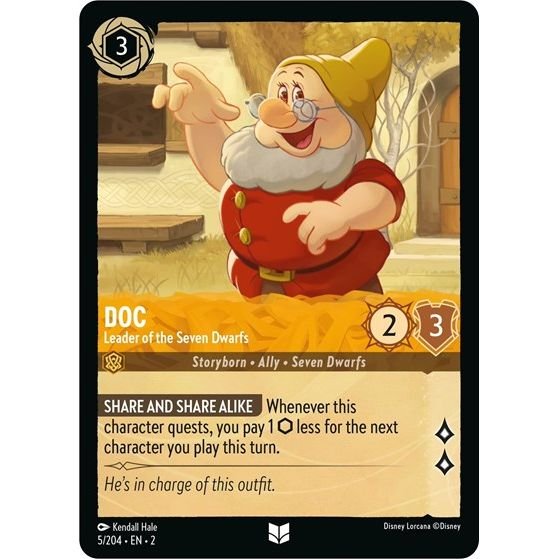 Lorcana card: Doc - Leader of the Seven Dwarfs 005/204 from Rise of the Floodborn (Uncommon), front of card