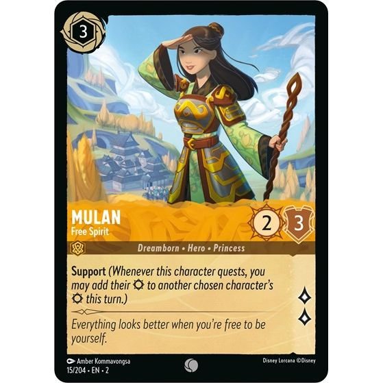 Lorcana card: Mulan - Free Spirit 015/204 from Rise of the Floodborn (Common), front of card