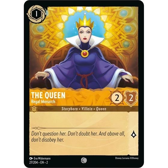 Lorcana card: The Queen - Regal Monarch 027/204 from Rise of the Floodborn (Common), front of card