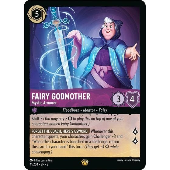 Lorcana card: Fairy Godmother - Mystic Armorer 041/204 from Rise of the Floodborn (Legendary), front of card