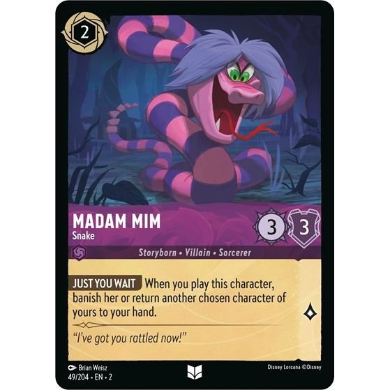 Lorcana card: Madam Mim - Snake 049/204 from Rise of the Floodborn (Uncommon), front of card