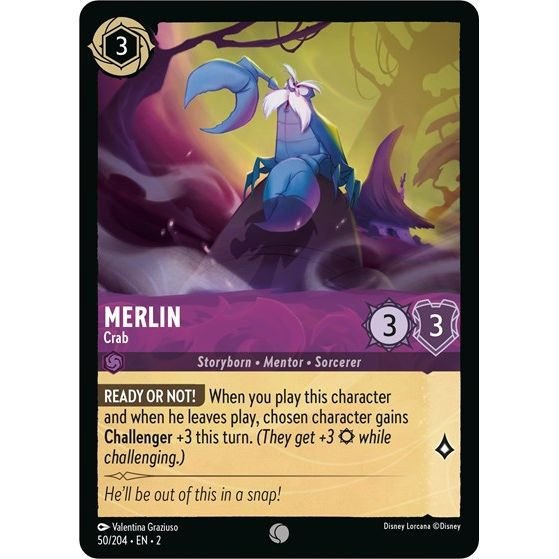 Lorcana card: Merlin - Crab 050/204 from Rise of the Floodborn (Common), front of card