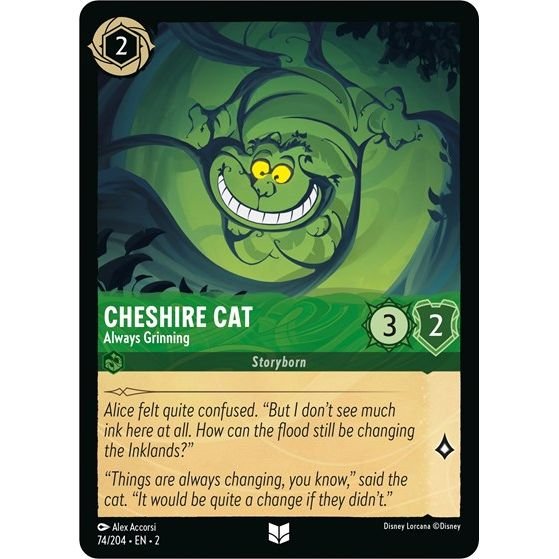 Lorcana card: Cheshire Cat - Always Grinning 074/204 from Rise of the Floodborn (Uncommon), front of card