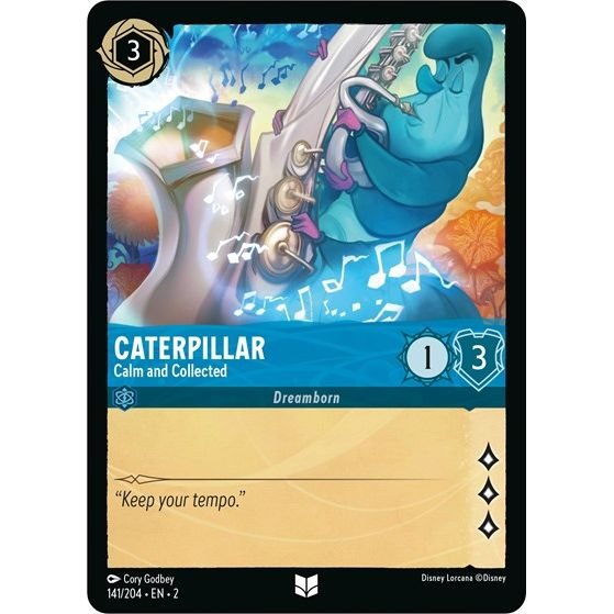 Lorcana card: Caterpillar - Calm and Collected 141/204 from Rise of the Floodborn (Uncommon), front of card
