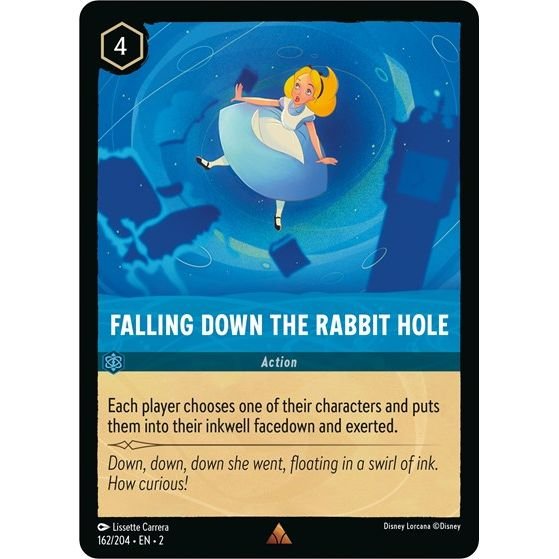 Lorcana card: Falling Down the Rabbit Hole 162/204 from Rise of the Floodborn (Rare), front of card