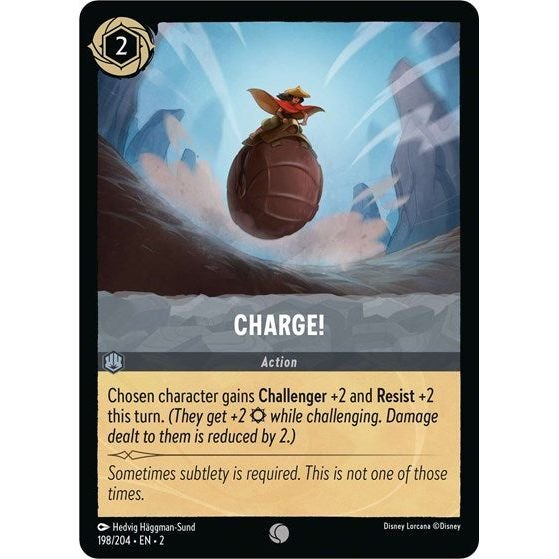 Lorcana card: Charge! 198/204 from Rise of the Floodborn (Common), front of card