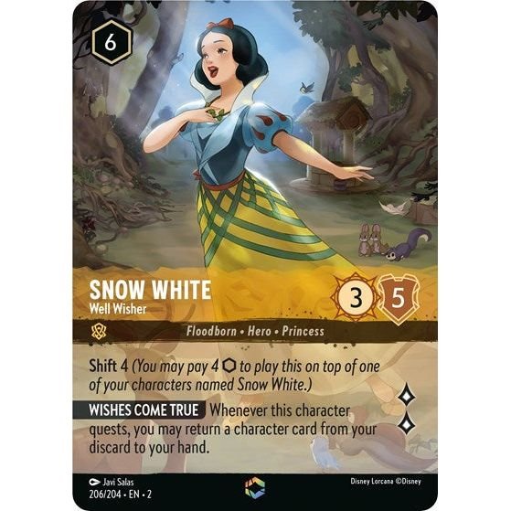 Lorcana card: Snow White - Well Wisher 206/204 from Rise of the Floodborn (Enchanted), front of card