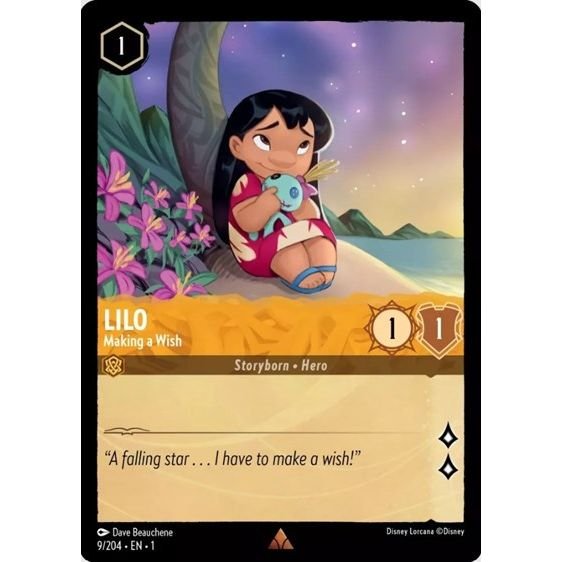 Lorcana card: Lilo - Making a Wish 009/204 from The First Chapter (Rare), front of card