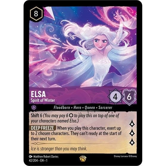 Lorcana card: Elsa - Spirit of Winter 042/204 from The First Chapter (Legendary), front of card