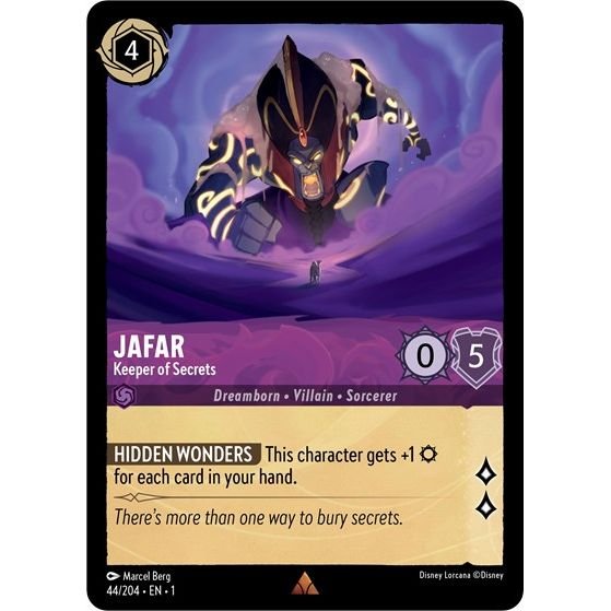 Lorcana card: Jafar - Keeper of Secrets 044/204 from The First Chapter (Rare), front of card