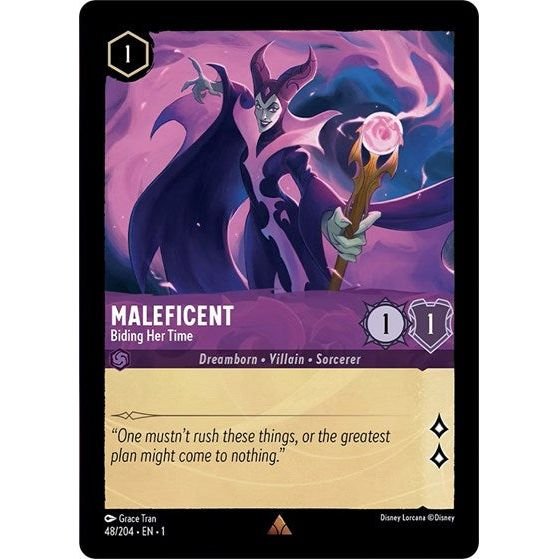 Lorcana card: Maleficent - Biding Her Time 048/204 from The First Chapter (Rare), front of card