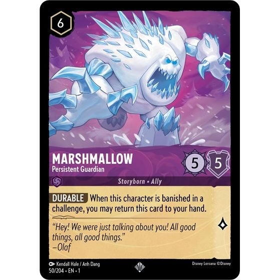 Lorcana card: Marshmallow - Persistent Guardian 050/204 from The First Chapter (Super Rare), front of card