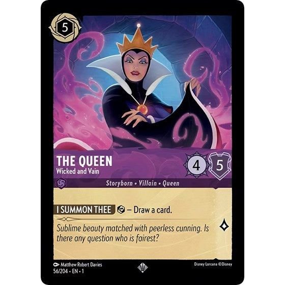 Lorcana card: The Queen - Wicked and Vain 056/204 from The First Chapter (Super Rare), front of card